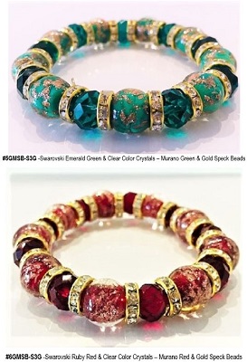 Gage Murano Bead & Swarovski Cut Crystal Bracelets